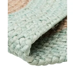 Tappeto Rotondo In Juta Fatto A Mano Con Bordo Verde Menta Shanta