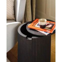 Tavolino Contenitore Rotondo In Legno Nele