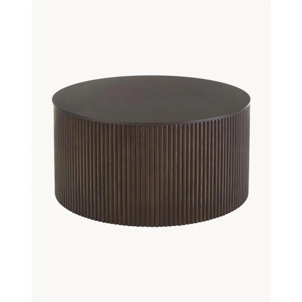 Tavolino Da Salotto Rotondo In Legno Con Vano Contenitore Nele