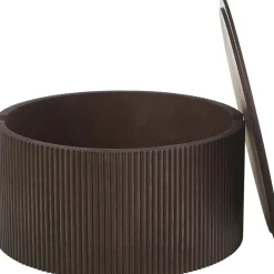 Tavolino Da Salotto Rotondo In Legno Con Vano Contenitore Nele