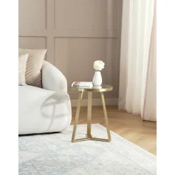 Tavolino Dorato Con Piano In Vetro Fortunata