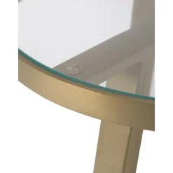 Tavolino Dorato Con Piano In Vetro Fortunata
