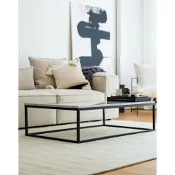 Tavolino Grande Da Salotto Con Piano In Marmo Alys