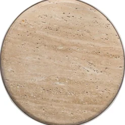 Tavolino Rotondo Con Piano In Travertino Stoner