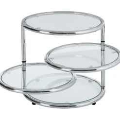 Tavolino Rotondo Con Piani In Vetro Dotts