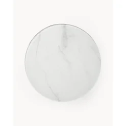 Tavolino Rotondo Con Piano In Vetro Effetto Marmo Antigua