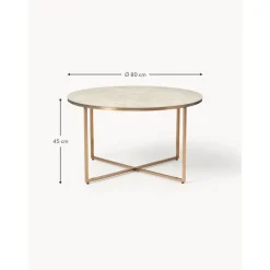 Tavolino Rotondo Con Piano In Vetro Effetto Marmo Antigua