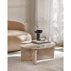Tavolino Rotondo Da Salotto In Travertino Marisa