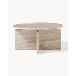 Tavolino Rotondo Da Salotto In Travertino Marisa