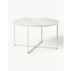 Tavolino Rotondo Da Salotto Con Piano In Vetro Effetto Marmo Antigua