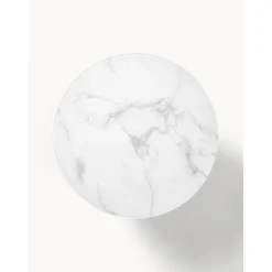 Tavolino Rotondo Da Salotto Con Piano In Vetro Effetto Marmo Antigua