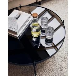 Tavolino Rotondo Da Salotto Con Piano In Vetro Asportabile Cupid