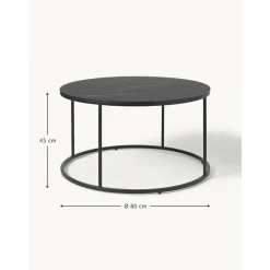 Tavolino Rotondo Da Salotto Con Piano In Vetro Effetto Marmo Antigua