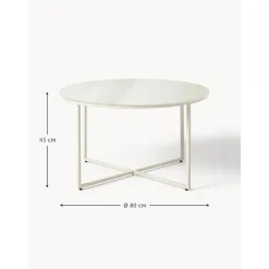 Tavolino Rotondo Da Salotto Con Piano In Vetro Effetto Marmo Antigua