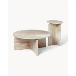 Tavolino Rotondo Da Salotto In Travertino Marisa