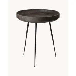 Tavolino Rotondo In Legno Di Quercia Bowl, Fatto A Mano