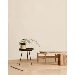 Tavolino Rotondo In Legno Di Quercia Bowl, Fatto A Mano