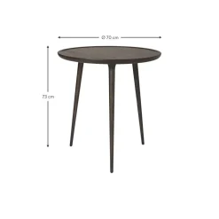 Tavolino Rotondo In Legno Di Quercia Accent, Fatto A Mano