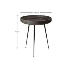 Tavolino Rotondo In Legno Di Quercia Bowl, Fatto A Mano