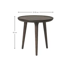 Tavolino Rotondo In Legno Di Quercia Accent, Fatto A Mano