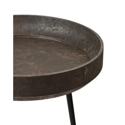 Tavolino Rotondo In Legno Di Quercia Bowl, Fatto A Mano