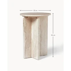 Tavolino Rotondo In Travertino Marisa