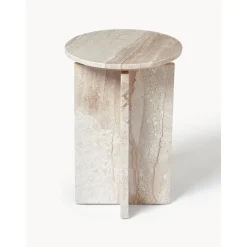 Tavolino Rotondo In Travertino Marisa