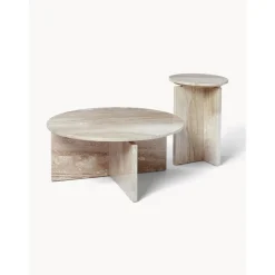 Tavolino Rotondo In Travertino Marisa