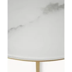 Tavolino Rotondo Xl Da Salotto Con Piano In Vetro Effetto Marmo Antigua