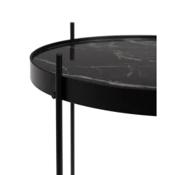 Tavolino-Vassoio Con Piano In Vetro Effetto Marmo Cupid