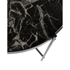 Tavolino-Vassoio Con Piano In Vetro Effetto Marmo Cupid