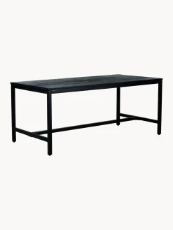 Tavolo Con Piano In Legno Massiccio Nero Raw, 180X90 Cm