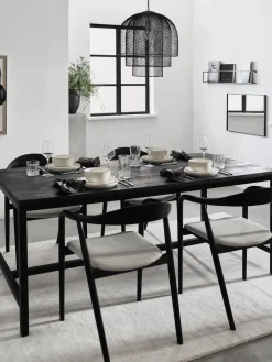 Tavolo Con Piano In Legno Massiccio Nero Raw, 180X90 Cm