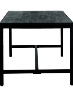 Tavolo Con Piano In Legno Massiccio Nero Raw, 180X90 Cm