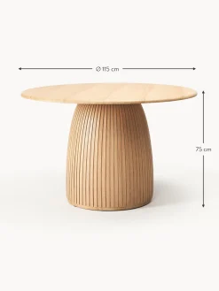 Tavolo Da Pranzo Rotondo Con Struttura Scanalata In Legno Di Quercia Nelly, In Varie Misure