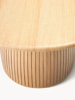 Tavolo Da Pranzo Rotondo Con Struttura Scanalata In Legno Di Quercia Nelly, In Varie Misure