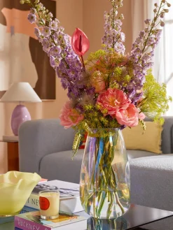 Vaso Grande In Vetro Soffiato Iridescente Rainbow