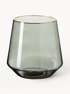 Vaso In Vetro Soffiato Con Bordo Dorato Joyce