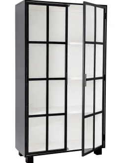 Vetrina Nera Con Ante In Vetro Jesper