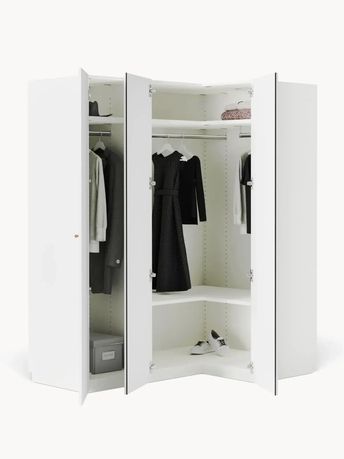 Armadio Angolare Componibile Charlotte, Larg. 165 Cm, Diverse Varianti