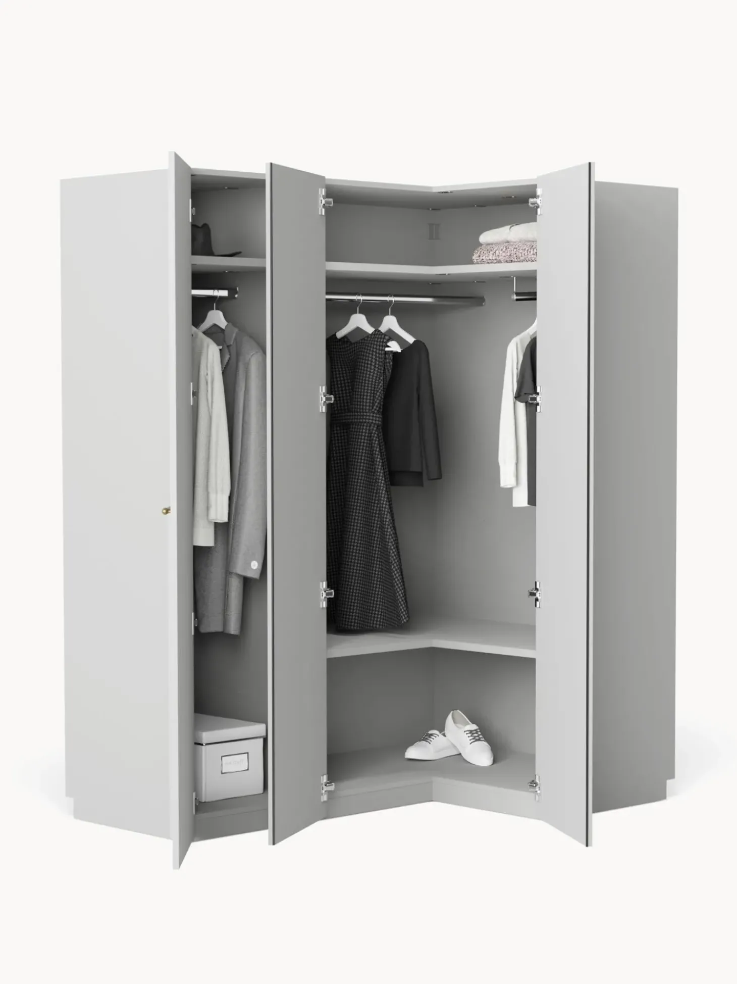 Armadio Angolare Componibile Charlotte, Larg. 165 Cm, Diverse Varianti