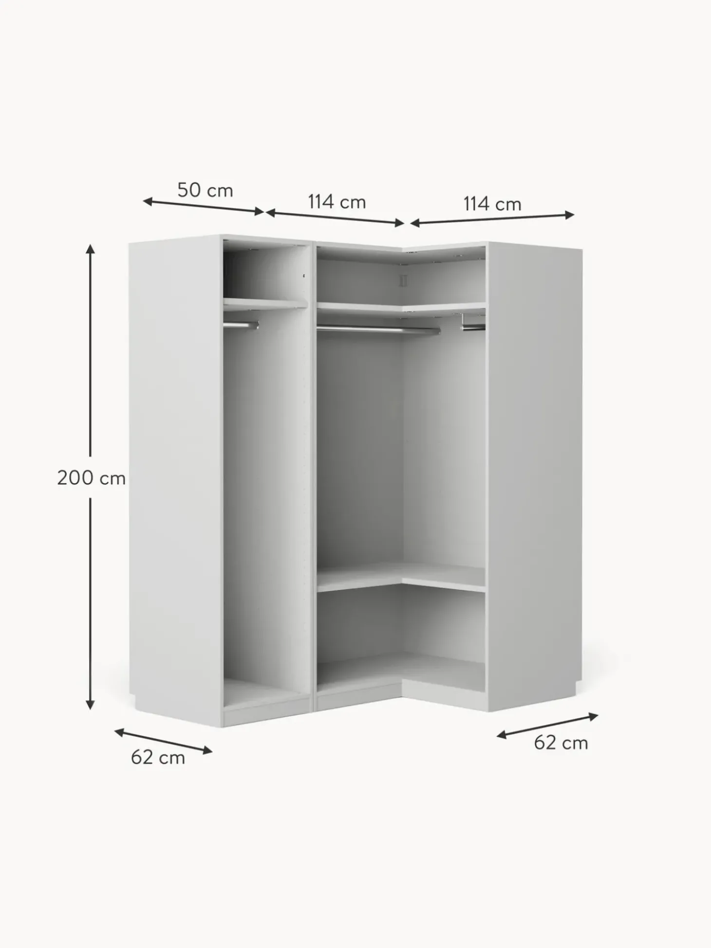 Armadio Angolare Componibile Charlotte, Larg. 165 Cm, Diverse Varianti