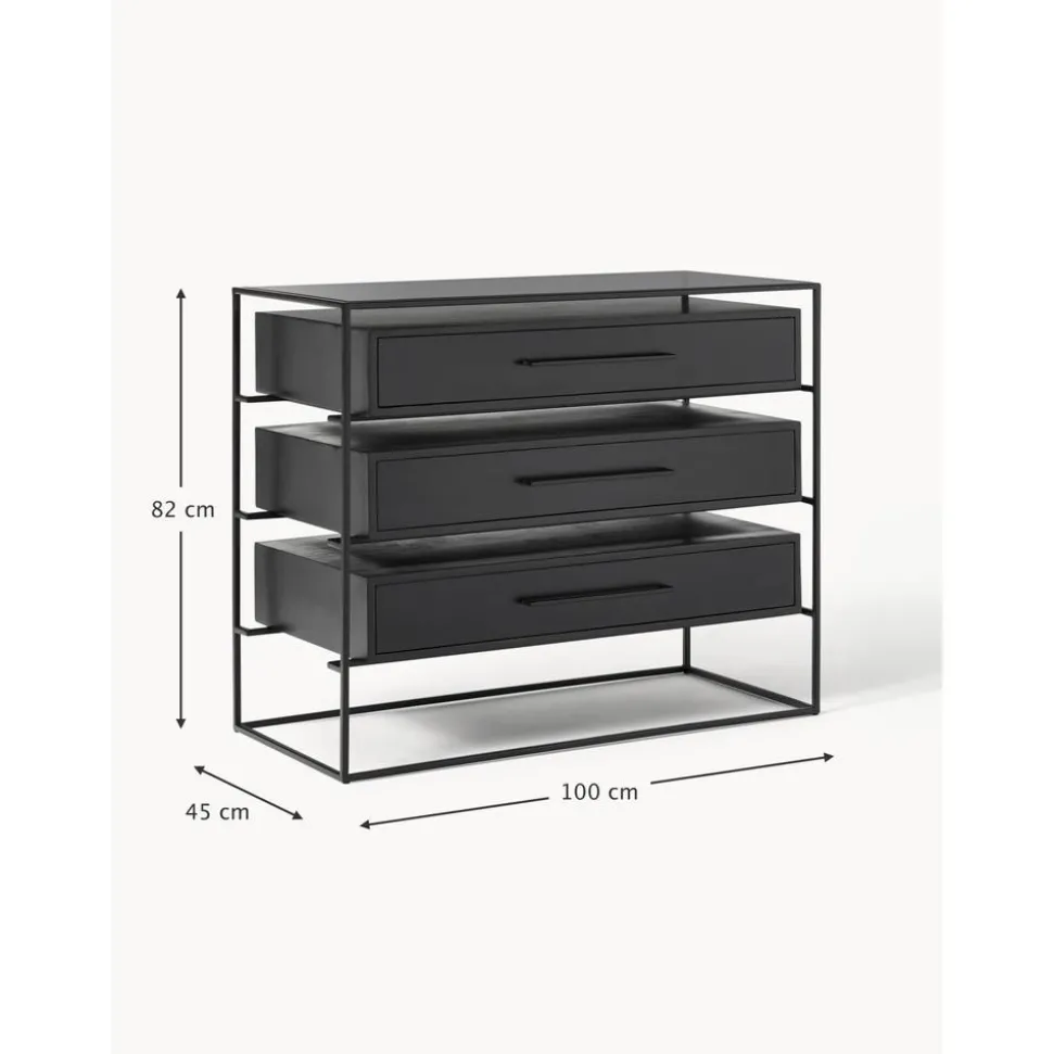 Cassettiera Con Piano In Vetro Lyle