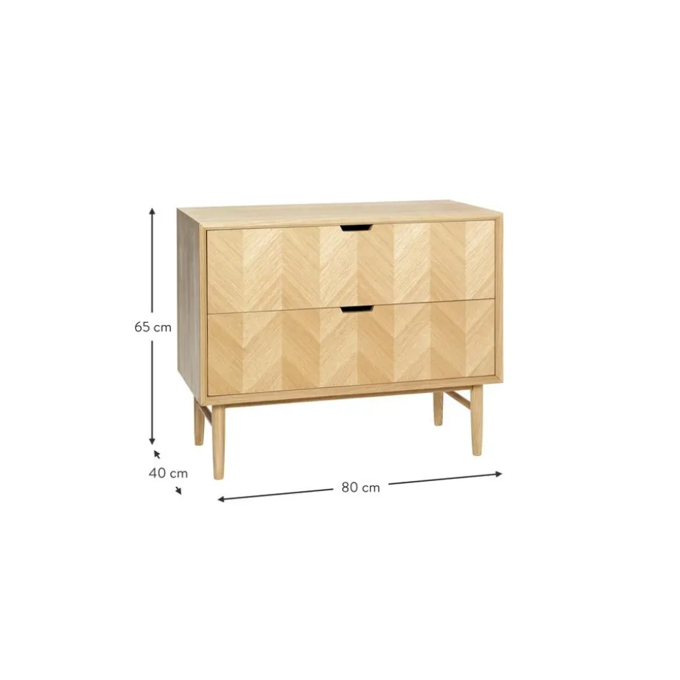 Cassettiera In Legno Di Quercia Con Motivo Spina Di Pesce Herringbone