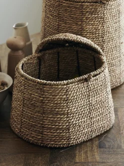 Cestino In Fibra Naturale Con Coperchio Rama