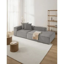 Chaise Longue Componibile In Velluto A Coste Lennon