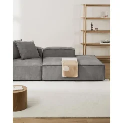 Chaise Longue Componibile In Velluto A Coste Lennon