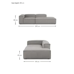 Chaise Longue Componibile In Velluto A Coste Lennon