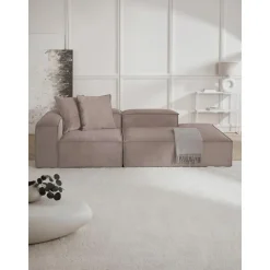 Chaise Longue Componibile In Velluto A Coste Lennon