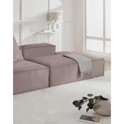 Chaise Longue Componibile In Velluto A Coste Lennon